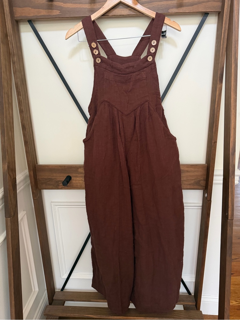 Free People sun drenched Rust Red Wide-Leg Linen Jumpsuit - Picture 3 of 6